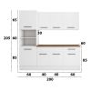 Bucatarie Sofia 200 cm, Alb, Blat termic nuc, Corp cuptor incorporabil