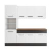Bucatarie Sofia 200 cm, Alb / Wenge, Blat termic nuc, Corp cuptor incorporabil