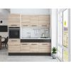 Bucatarie Sofia 200 cm, Sonoma / Wenge, Blat termic alb, Corp cuptor incorporabil
