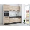 Bucatarie Sofia 200 cm, Sonoma / Wenge, Blat termic alb, Corp cuptor incorporabil