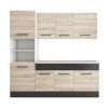 Bucatarie Sofia 200 cm, Sonoma / Wenge, Blat termic alb, Corp cuptor incorporabil