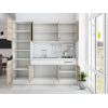 Bucatarie Sofia 200 cm, Sonoma / Alb, Blat termic alb, Corp cuptor incorporabil