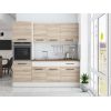 Bucatarie Sofia 200 cm, Ssonoma / Alb, Blat termic nuc, Corp cuptor incorporabil