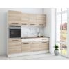 Bucatarie Sofia 200 cm, Ssonoma / Alb, Blat termic nuc, Corp cuptor incorporabil