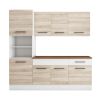 Bucatarie Sofia 200 cm, Ssonoma / Alb, Blat termic nuc, Corp cuptor incorporabil
