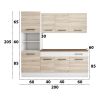 Bucatarie Sofia 200 cm, Ssonoma / Alb, Blat termic nuc, Corp cuptor incorporabil