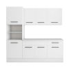 Bucatarie Sofia 200 cm, Alb, Blat termic alb, Corp cuptor incorporabil