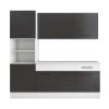 Bucatarie Sofia 200 cm, Wenge / Alb, Blat termic alb, Corp cuptor incorporabil