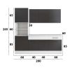 Bucatarie Sofia 200 cm, Wenge / Alb, Blat termic alb, Corp cuptor incorporabil