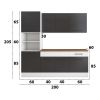 Bucatarie Sofia 200 cm, Wenge / Alb, Blat termic nuc, Corp cuptor incorporabil