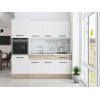 Bucatarie Sofia 200 cm, Alb / Sonoma, Blat termic alb, Corp cuptor incorporabil