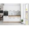 Bucatarie Sofia 200 cm, Alb / Sonoma, Blat termic nuc, Corp cuptor incorporabil