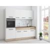 Bucatarie Sofia 200 cm, Alb / Sonoma, Blat termic nuc, Corp cuptor incorporabil