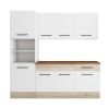 Bucatarie Sofia 200 cm, Alb / Sonoma, Blat termic nuc, Corp cuptor incorporabil