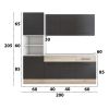 Bucatarie Sofia 200 cm, Wenge / Sonoma, Blat termic alb, Corp cuptor incorporabil