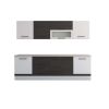 Bucatarie Alfa 260, Cu vitrina, Wenge/Alb, Blat termic travertin