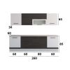 Bucatarie Alfa 260, Cu vitrina, Wenge/Alb, Blat termic travertin