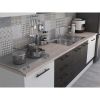 Bucatarie Alfa 260, Cu vitrina, Wenge/Alb, Blat termic travertin