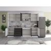 Bucatarie Alfa 260, Cu vitrina, Wenge/Alb, Blat termic travertin