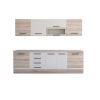 Bucatarie Alfa 260, Cu vitrina, Alb/Sonoma, Blat termic travertin