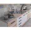 Bucatarie Alfa 320, alb/sonoma, blat termic travertin, corp pentru cuptor incorporabil