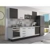 Bucatarie Alfa 260, Cu vitrina, Alb/Wenge, Blat termic travertin