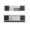 Bucatarie Alfa 260, Cu vitrina, Alb/Wenge, Blat termic travertin
