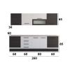 Bucatarie Alfa 260, Cu vitrina, Alb/Wenge, Blat termic travertin