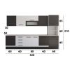 Bucatarie Alfa 320, alb/wenge, blat termic travertin, corp pentru cuptor incorporabil