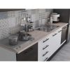 Bucatarie Alfa 260, Cu vitrina, Alb/Wenge, Blat termic travertin