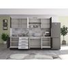 Bucatarie Alfa 260, Cu vitrina, Alb/Wenge, Blat termic travertin