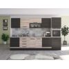 Bucatarie Alfa 320, sonoma/wenge, blat termic travertin, corp pentru cuptor incorporabil