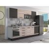 Bucatarie Alfa 260, Cu vitrina, Sonoma/Wenge, Blat termic travertin