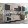 Bucatarie Alfa 320, sonoma/wenge, blat termic travertin, corp pentru cuptor incorporabil