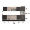 Bucatarie Alfa 320, sonoma/wenge, blat termic travertin, corp pentru cuptor incorporabil