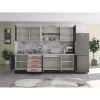 Bucatarie Alfa 260, Cu vitrina, Sonoma/Wenge, Blat termic travertin