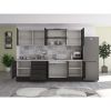 Bucatarie Alfa 260, Cu vitrina, Wenge, Blat termic travertin