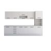 Bucatarie Alfa 320, alb, blat termic alb, corp pentru cuptor incorporabil