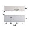 Bucatarie Alfa 260, Cu vitrina, Alb, Blat termic alb