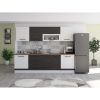 Bucatarie Alfa 260, Cu vitrina, Wenge/Alb, Blat termic nuc