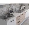 Bucatarie Alfa 320, sonoma/alb, blat termic alb, corp pentru cuptor incorporabil