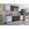 Bucatarie Alfa 260, Cu vitrina, Wenge/Alb, Blat termic alb