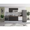 Bucatarie Alfa 260, Cu vitrina, Wenge/Alb, Blat termic nuc