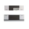 Bucatarie Alfa 260, Cu vitrina, Wenge/Alb, Blat termic alb