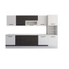 Bucatarie Alfa 320, wenge/alb, blat termic alb, corp pentru cuptor incorporabil