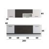 Bucatarie Alfa 260, Cu vitrina, Wenge/Alb, Blat termic alb