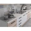 Bucatarie Alfa 320, alb/sonoma, blat termic alb, corp pentru cuptor incorporabil