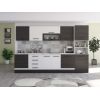 Bucatarie Alfa 320, alb/wenge, blat termic alb, corp pentru cuptor incorporabil