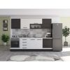 Bucatarie Alfa 260, Cu vitrina, Alb/Wenge, Blat termic alb
