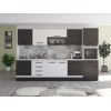Bucatarie Alfa 320, alb/wenge, blat termic alb, corp pentru cuptor incorporabil